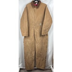 Vtg 1989 Carhartt 100th Anniversary Coveralls 996QZ Quilt Lined Brown Duck 50S